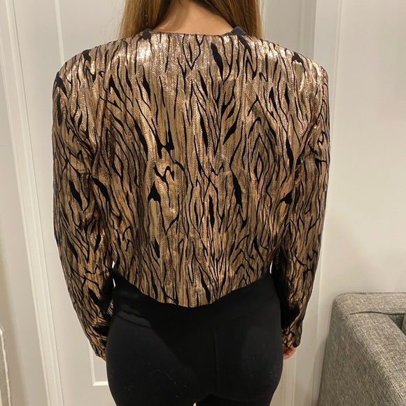 VINTAGE Metallic Gold Copper Silver Cropped Jacket Size Small - Picture 3 of 10